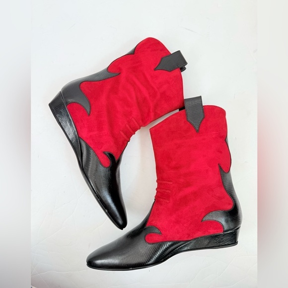 Giuseppe Zanotti Mascolina 30 Tubo Red Suede Black Leather cowboy Boots EU 40 - Picture 4 of 9